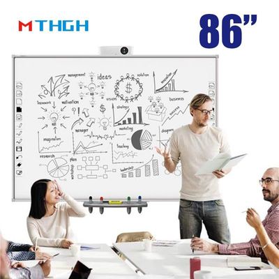 86 인치 온화 유리 스마트 화이트보드 와이파이 블루투스 USB 연결 학교 슈퍼마켓